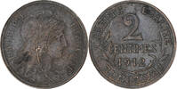 Frankreich 2 Centimes Münze, Dupuis, Paris, SS, Bronze, KM:841 -