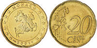 Monaco 20 Euro Cent Rainier III, Paris, UNZ, Messing, KM:171 -