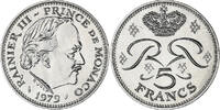 Monaco 5 Francs Münze, Rainier III, VZ, Kupfer-Nickel, KM:150 -