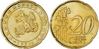 Monaco 20 Euro Cent Rainier III, Paris, UNZ, Messing, Gadoury:MC176 -