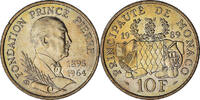 Monaco 10 Francs Rainier III, UNZ, Nickel-Aluminum-Bronze, KM:162 -