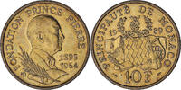 Monaco 10 Francs Rainier III, UNZ, Nickel-Aluminum-Bronze, KM:162 -