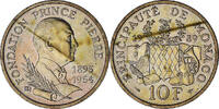 Monaco 10 Francs Rainier III, VZ, Nickel-Aluminum-Bronze, KM:162 -