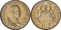 Monaco 10 Francs Rainier III, VZ, Nickel-Aluminum-Bronze, KM:162 -