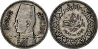 Ägypten 10 Piastres Farouk, British Royal Mint, Silber, VZ -