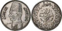 Ägypten 10 Piastres Farouk, British Royal Mint, Silber, VZ -