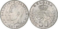 Belgien 50 Francs, 50 Frank Brussels, Silber, VZ, KM:152.1 -