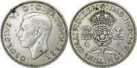 Großbritannien Florin, Two Shillings George VI, Silber, SS, KM:855 -