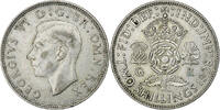 Großbritannien Florin, Two Shillings George VI, Silber, SS, KM:855 -
