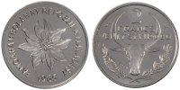 Madagascar 2 Francs Münze, Paris, STGL, Stainless Steel, KM:E7 -