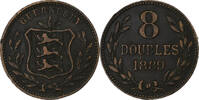 Guernsey 8 Doubles Heaton, Bronze, SS, KM:7 -