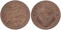 Ruanda 5 Francs Münze, STGL, Bronze, KM:E5 -