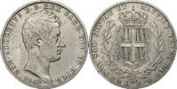 Italien Staaten 5 Lire SARDINIA, Carlo Alberto, Genoa, Silber, S+ -