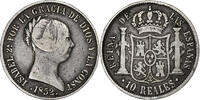 Spanien 10 Reales Isabel II, Madrid, Silber, S+, KM:595.3 -