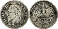 Frankreich 20 Centimes Napoleon III, Bordeaux, Rare, Silber, S -