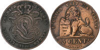 Belgien 5 Centimes Leopold I, Brussels, Kupfer, S+, KM:5.1 -