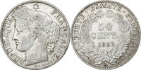 Frankreich 50 Centimes Cérès, Paris, Silber, SS, Gadoury:419a -