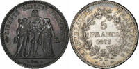 Frankreich 5 Francs Hercule, Paris, Silber, VZ, Gadoury:745a, KM:820.1 -