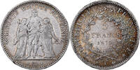 Frankreich 5 Francs Hercule, Paris, Silber, SS, Gadoury:745a, KM:820.1 -