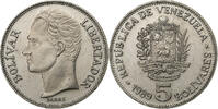 Venezuela 5 Bolivares Nickel Clad Steel, VZ, KM:53a.2 -
