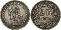 Schweiz 2 Francs Bern, Silber, SS, KM:21 -