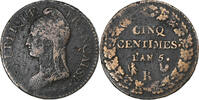 Frankreich 5 Centimes Dupré, Orléans, Bronze, S+, Gadoury:126 -