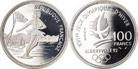 Frankreich 100 Francs Münze, Ice Skating Couple, BE, STGL, Silber -