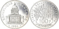 Frankreich 100 Francs Münze, Panthéon, Paris, UNZ, Silber, KM:951.1 -