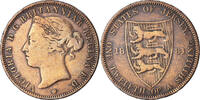 Jersey 1/12 Shilling Münze, Victoria, SS, Bronze, KM:8 -