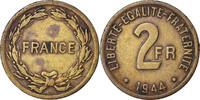 Frankreich 2 Francs Münze, France Libre, Philadelphia, SS, Messing -