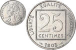 Frankreich 25 Centimes Münze, Patey, Paris, VZ, Nickel, KM:855 -
