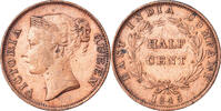 Straits Settlements 1/2 Cent Münze, SS, Kupfer -