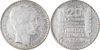 Frankreich 20 Francs Münze, Turin, Paris, Rameaux longs, SS, Silber -