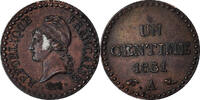 Frankreich Centime Münze, Dupré, Paris, SS+, Bronze, KM:754 -