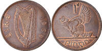 IRELAND REPUBLIC Penny Münze, SS+, Bronze, KM:11 -