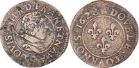 Frankreich Double Tournois Münze, Louis XIII, Paris, SS, Kupfer -