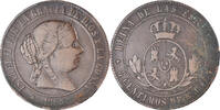 Spanien 5 Centimos Münze, Isabel II, Madrid, S+, Kupfer, KM:635.4 -