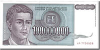 Jugoslawien 100,000,000 Dinara Geldschein, UNZ -