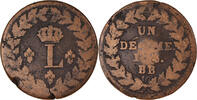 Frankreich Decime Münze, Louis XVIII, Strasbourg, S, Bronze, KM:701 -
