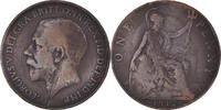 Großbritannien Penny Münze, George V, Heaton, S, Bronze, KM:810 -