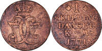 Dänemark Skilling Münze, Christian VII, S+, Kupfer, KM:616.1 -
