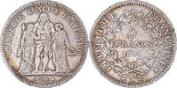 Frankreich 5 Francs Münze, Hercule, Paris, S+, Silber, KM:756.1 -