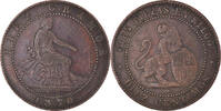 Spanien 10 Centimos Münze, Provisional Government, Madrid, S+, Kupfer -