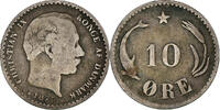Dänemark 10 Öre Münze, Christian IX, Copenhagen, S, Silber, KM:795.1 -