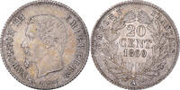 Frankreich 20 Centimes Münze, Napoleon III, Paris, VZ, Silber -
