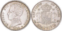 Spanien Peseta Münze, Alfonso XIII, Madrid, SS+, Silber, KM:721 -
