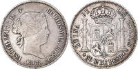 Philippinen 50 Centimos Münze, Isabel II, SS, Silber, KM:147 -