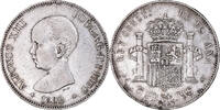 Spanien 5 Pesetas Münze, Alfonso XIII, Madrid, SS, Silber, KM:689 -