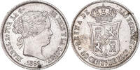Spanien 40 Centimos Münze, Isabel II, Madrid, SS+, Silber, KM:628.2 -