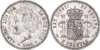 Spanien 5 Pesetas Münze, Alfonso XIII, Seville, VZ, Silber, KM:700 -